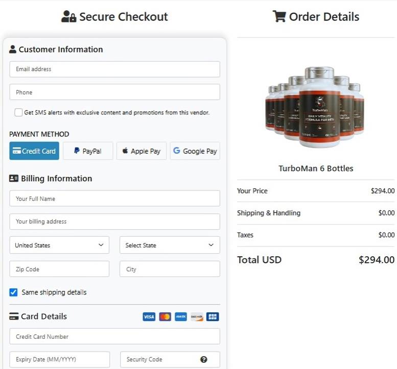 TurboMan - Secure Checkout Page